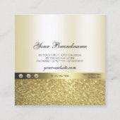 ラグジュアリーシメリー金ゴールドルミナンスグリッターとダイヤモンド スクエア名刺 (裏面)