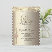 ラグジュアリーシャンパングラス金ゴールド紙吹雪50th誕生日 招待状 (スタンド正面)