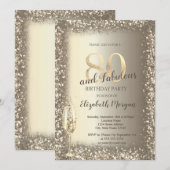 ラグジュアリーシャンパングラス ゴールド コンフェッティ フレーム 80歳 招待状 (正面/裏面)