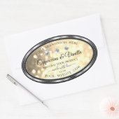 ラグジュアリーシャンパングリッター製品ラベルダイヤモンド 楕円形シール (封筒)