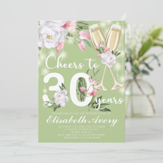 ラグジュアリーシャンパンフローラ30th誕生日パーティー 招待状 (スタンド正面)