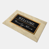 ラグジュアリーシャンパン金ゴールドグリッターマーブル ドアマット (アングル)