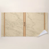 ラグジュアリーシャンパン金ゴールドグリッターマーブル ビーチタオル (正面)