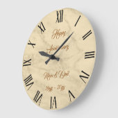 ラグジュアリーシャンパン金ゴールドグリッターマーブル ラージ壁時計 (傾斜)