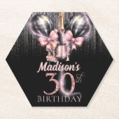 ラグジュアリーシャンパン30歳の誕生日パーソナライズされた ペーパーコースター (正面)