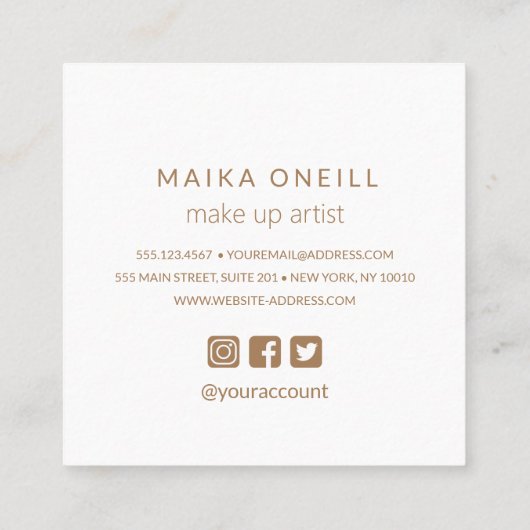 ラグジュアリーシャンパン《写真》ぼけ味グリッターソーシャルメディア スクエア名刺 (裏面)