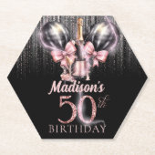 ラグジュアリーシャンパーニュ50誕生日 パーソナライズされた ペーパーコースター (正面)