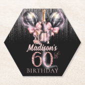 ラグジュアリーシャンパーニュ60誕生日 パーソナライズされた ペーパーコースター (正面)