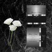 ラグジュアリーシルバーとブラック(ダイヤモンド付ききらめく) スクエア名刺