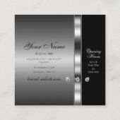 ラグジュアリーシルバーとブラック(ダイヤモンド付ききらめく) スクエア名刺 (裏面)