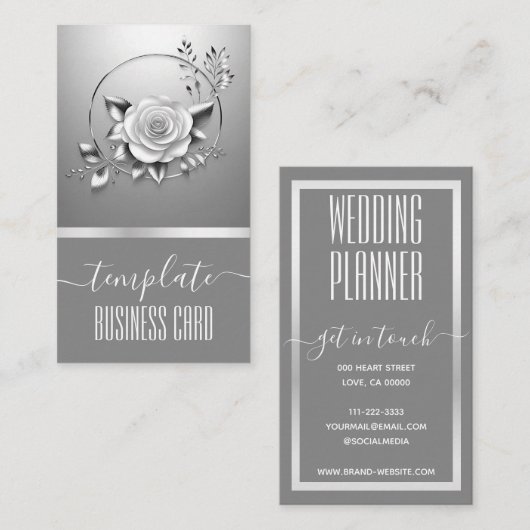 ラグジュアリーシルバーカリフかわいらしィックフローラリース 名刺 (正面/裏面)