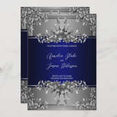 ラグジュアリーシルバーカービングフローラ結婚式招待状 招待状 (正面/裏面)