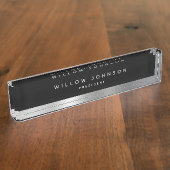ラグジュアリーシルバークラスエグゼクティブビジネスギフト デスクネームプレート (側面)