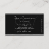 ラグジュアリーシルバーグリッターイニシャルブラックシルバーエッジ 名刺 (裏面)