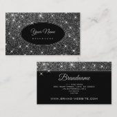 ラグジュアリーシルバーグリッターグラムルミニスタエレガントーズ 名刺 (正面/裏面)