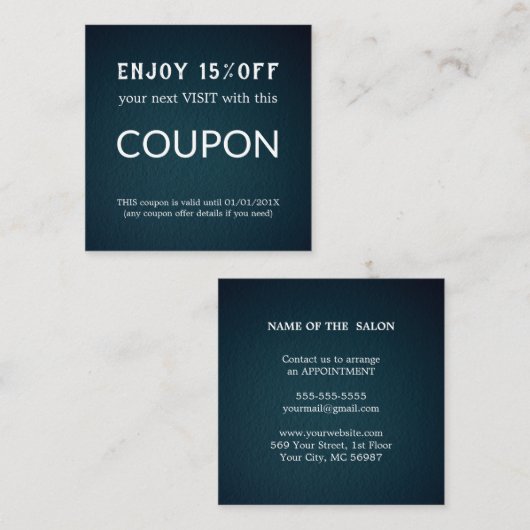 ラグジュアリーシルバーグリッターサロン用品 割引カード (正面/裏面)