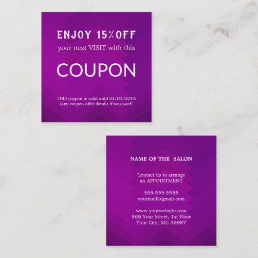 ラグジュアリーシルバーグリッターサロン用品 割引カード (正面/裏面)