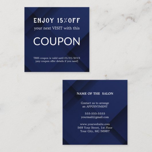 ラグジュアリーシルバーグリッターサロン用品 割引カード (正面/裏面)