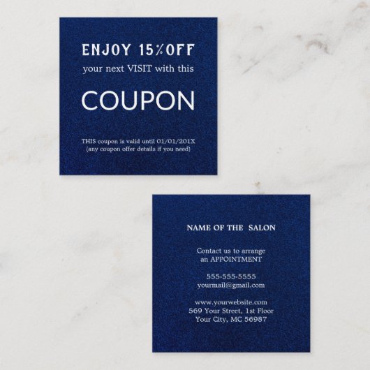 ラグジュアリーシルバーグリッターサロン用品 割引カード (正面/裏面)