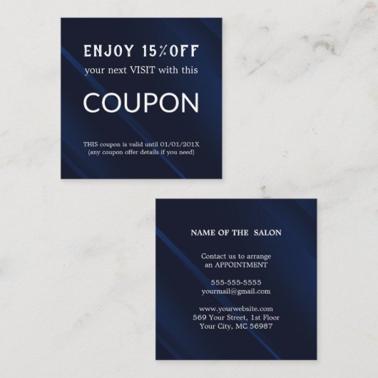 ラグジュアリーシルバーグリッターサロン用品 割引カード (正面/裏面)