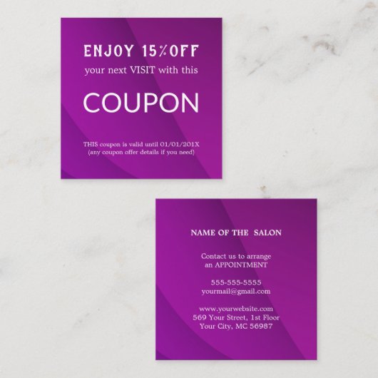 ラグジュアリーシルバーグリッターサロン用品 割引カード (正面/裏面)