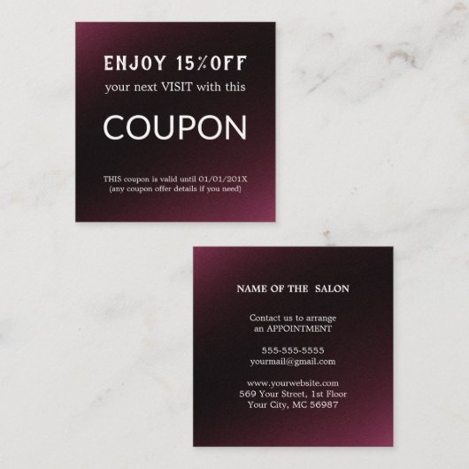 ラグジュアリーシルバーグリッターサロン用品 割引カード (正面/裏面)