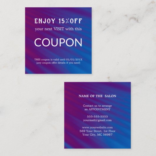 ラグジュアリーシルバーグリッターサロン用品 割引カード (正面/裏面)