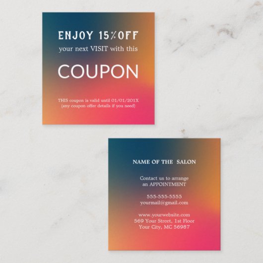 ラグジュアリーシルバーグリッターサロン用品 割引カード (正面/裏面)