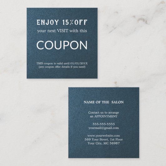 ラグジュアリーシルバーグリッターサロン用品 割引カード (正面/裏面)