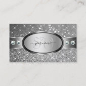 ラグジュアリーシルバーグリッタースターズダイヤモンドアンドモノグラム 名刺 (正面)