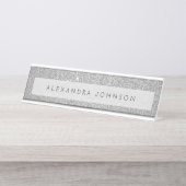 ラグジュアリーシルバーグリッタースパークガーリール デスクネームプレート (正面)