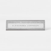ラグジュアリーシルバーグリッタースパークガーリール デスクネームプレート (正面)