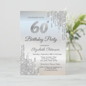 ラグジュアリーシルバーグリッタードリップス60誕生日 招待状 (スタンド正面)