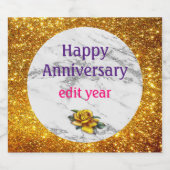 ラグジュアリーシルバーグリッターマーブルカスタマイズ スパークリングワインラベル (シングルラベル)