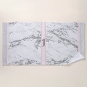 ラグジュアリーシルバーグリッターマーブルカスタマイズ ビーチタオル (正面)