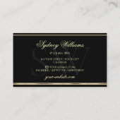 ラグジュアリーシルバーグリッターモノグラムブラックアンドゴールデン 名刺 (裏面)