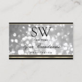 ラグジュアリーシルバーグリッターモノグラムブラックアンドゴールデン 名刺 (正面)