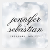 ラグジュアリーシルバーグリッターライツ結婚ズモノグラム スクエアシール (正面)