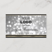 ラグジュアリーシルバーグリッターロゴブラックゴールデン縁ど 名刺 (正面)