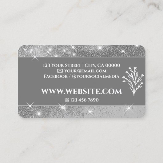 ラグジュアリーシルバーグレーグリジーグリッタースターきらめくズ 名刺 (裏面)
