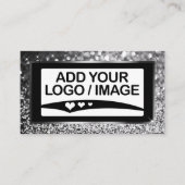 ラグジュアリーシルバーグレースパークルロゴ写真テンプレート 名刺 (正面)