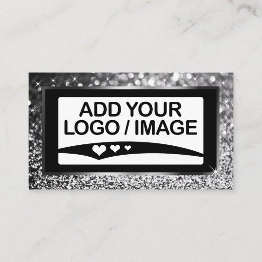 ラグジュアリーシルバーグレースパークルロゴ写真テンプレート 名刺 (正面)