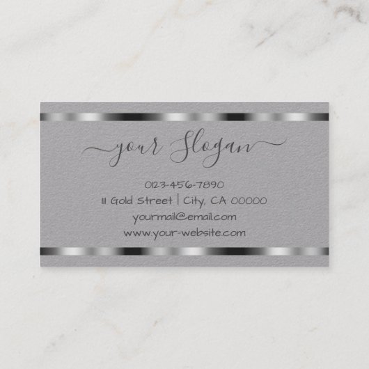 ラグジュアリーシルバーシグネチャーハンドレタリングフォントシック 名刺 (裏面)