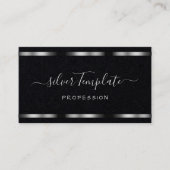 ラグジュアリーシルバーシグネチャーハンドレタリングフォントシック 名刺 (正面)