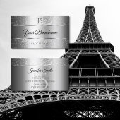 ラグジュアリーシルバースパークルグリッタースターズアンドイニシャル 名刺