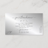 ラグジュアリーシルバースパークルダイヤモンドイニシャル エレガント 名刺 (裏面)