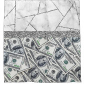 ラグジュアリーシルバードルインテリアマーブルグリッター シャワーカーテン (正面)