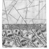 ラグジュアリーシルバードルインテリア大理石グリッターショー シャワーカーテン (正面)