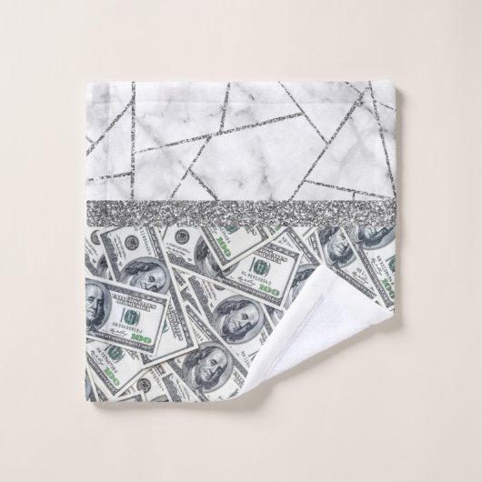 ラグジュアリーシルバードルインテリア大理石グリッター庄 ウォッシュタオル (ウォッシュタオル)