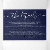 ラグジュアリーシルバーネイビーグリッターレジストリ詳細RSVP 三つ折り招待状 (内部中)